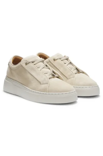 Suede trainers with hidden wedge