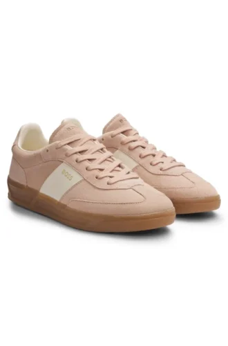 Suede trainers with smooth-leather trims