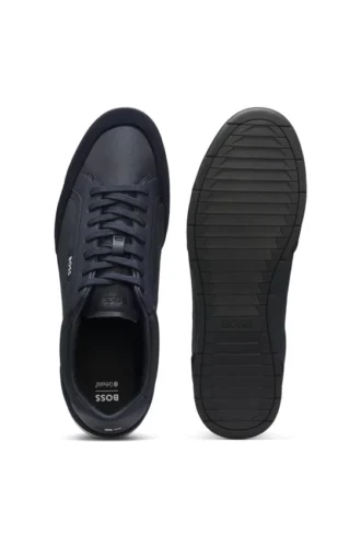 Suede-trim sneakers with ribbed sole