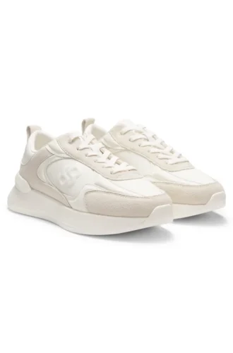 suede trim trainers in faux leather 1 330x500 - Suede-trim trainers in faux leather