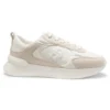 Suede-trim trainers in faux leather