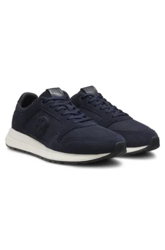 Suede-trim trainers with Double B monogram