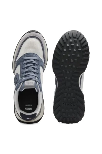 Suede-trim trainers with Double B monogram