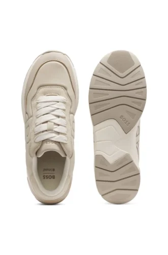 Suede-trim trainers with Double B monogram