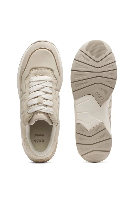 Suede-trim trainers with Double B monogram Suede-trim trainers with Double B monogram