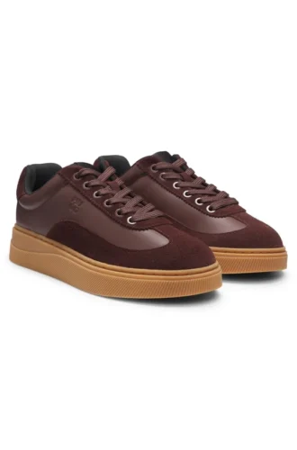 Suede-trim trainers with low profile