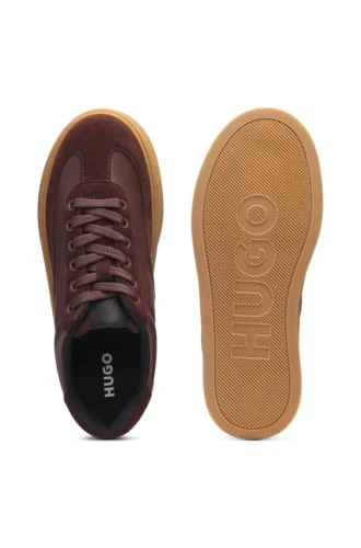 Suede-trim trainers with low profile