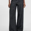 Super-wide-leg jeans in geometric-print denim