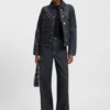 Super-wide-leg jeans in geometric-print denim