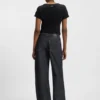 Super-wide-leg jeans in geometric-print denim