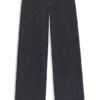 Super-wide-leg jeans in geometric-print denim