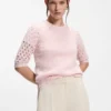 Sweater with open-knit sleeves