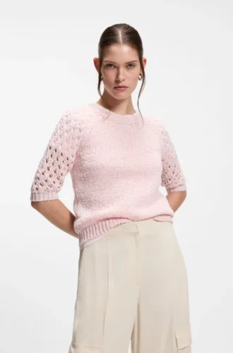 Sweater with open-knit sleeves