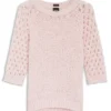 Sweater with open-knit sleeves
