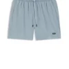 Swim shorts with rubber logo badge