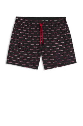 Swim shorts with split-logo print