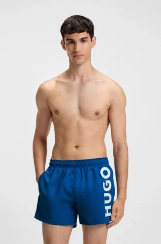 Swim shorts with vertical logo print