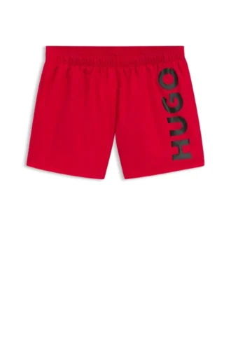 Swim shorts with vertical logo print