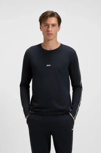 Tape-trim pyjama top in stretch cotton