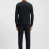 Tape-trim pyjama top in stretch cotton