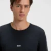 Tape-trim pyjama top in stretch cotton