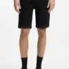 Tapered-fit shorts in black stretch denim Tapered-fit shorts in black stretch denim