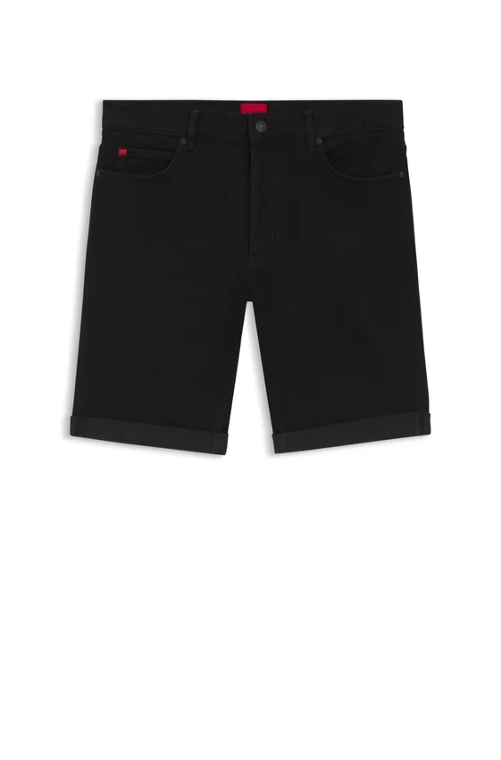 Tapered-fit shorts in black stretch denim Tapered-fit shorts in black stretch denim