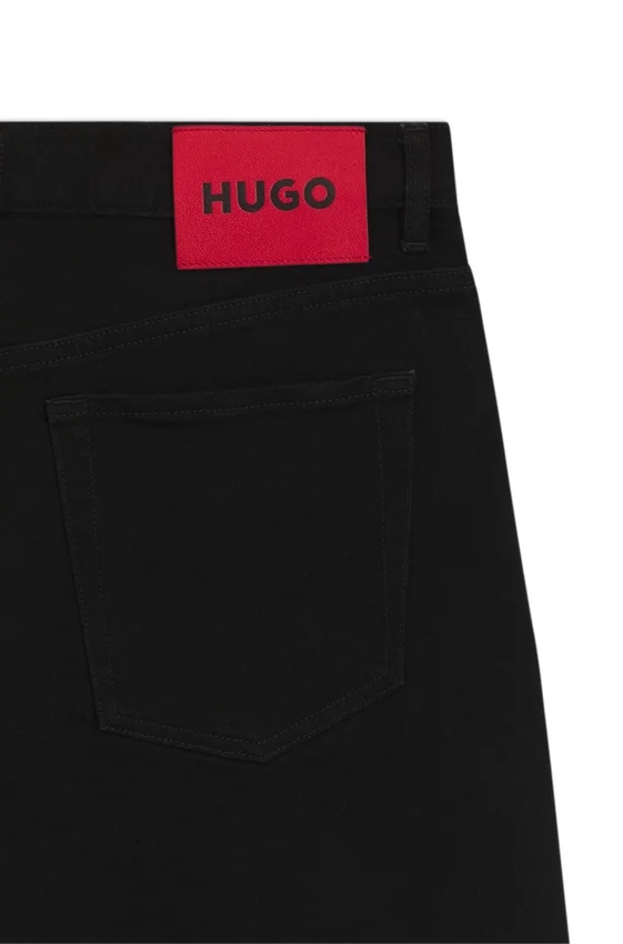 Tapered-fit shorts in black stretch denim Tapered-fit shorts in black stretch denim