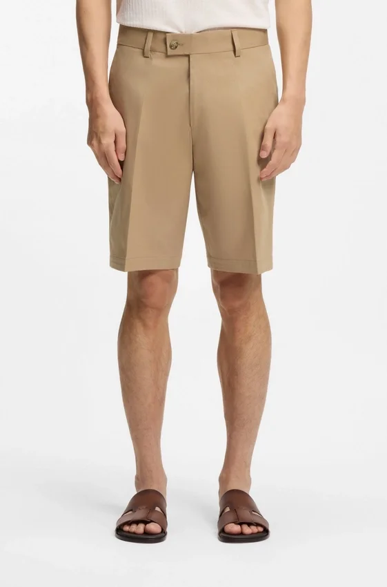 Tapered-fit shorts in cotton, silk and stretch Tapered-fit shorts in cotton, silk and stretch