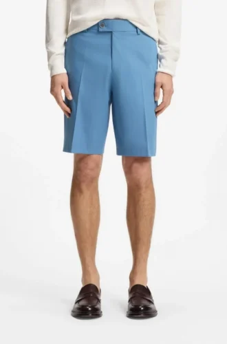 Tapered-fit shorts in cotton, silk and stretch