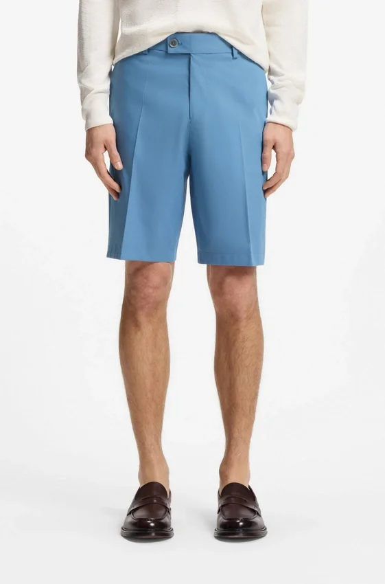 Tapered-fit shorts in cotton, silk and stretch Tapered-fit shorts in cotton, silk and stretch