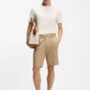Tapered-fit shorts in cotton, silk and stretch Tapered-fit shorts in cotton, silk and stretch