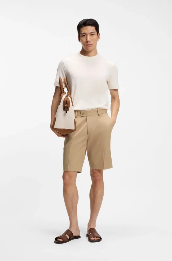 Tapered-fit shorts in cotton, silk and stretch Tapered-fit shorts in cotton, silk and stretch