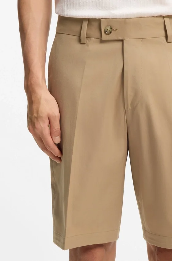 Tapered-fit shorts in cotton, silk and stretch Tapered-fit shorts in cotton, silk and stretch