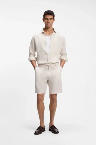 Tapered-fit shorts in linen