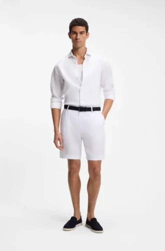 Tapered-fit shorts in linen