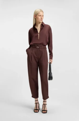 Tapered-fit trousers in cotton twill