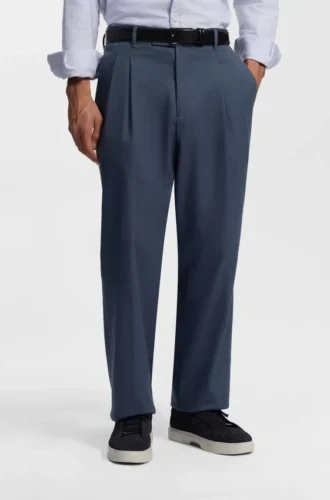 Tapered-fit trousers in stretch-cotton twill