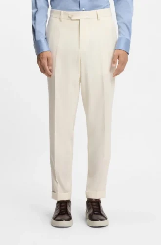 Tapered-fit trousers in virgin wool and cotton