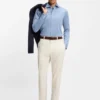 Tapered-fit trousers in virgin wool and cotton
