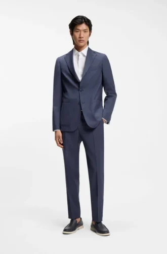 Tapered-fit trousers in washable virgin wool