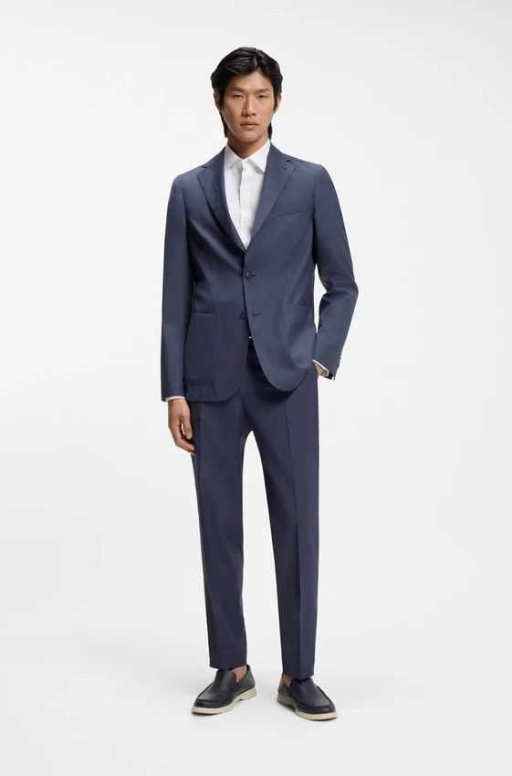 Tapered-fit trousers in washable virgin wool Tapered-fit trousers in washable virgin wool