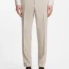Tapered-fit trousers in wool-blend seersucker