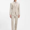 Tapered-fit trousers in wool-blend seersucker