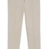 Tapered-fit trousers in wool-blend seersucker