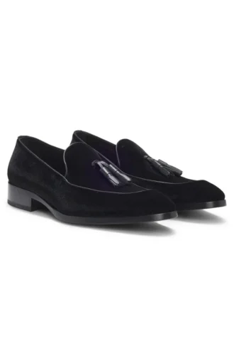 Tassel-trim loafers in velvet