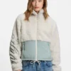 Teddy jacket with embroidered logo and colour-blocking