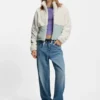 Teddy jacket with embroidered logo and colour-blocking