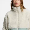 Teddy jacket with embroidered logo and colour-blocking