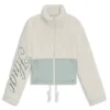 Teddy jacket with embroidered logo and colour-blocking